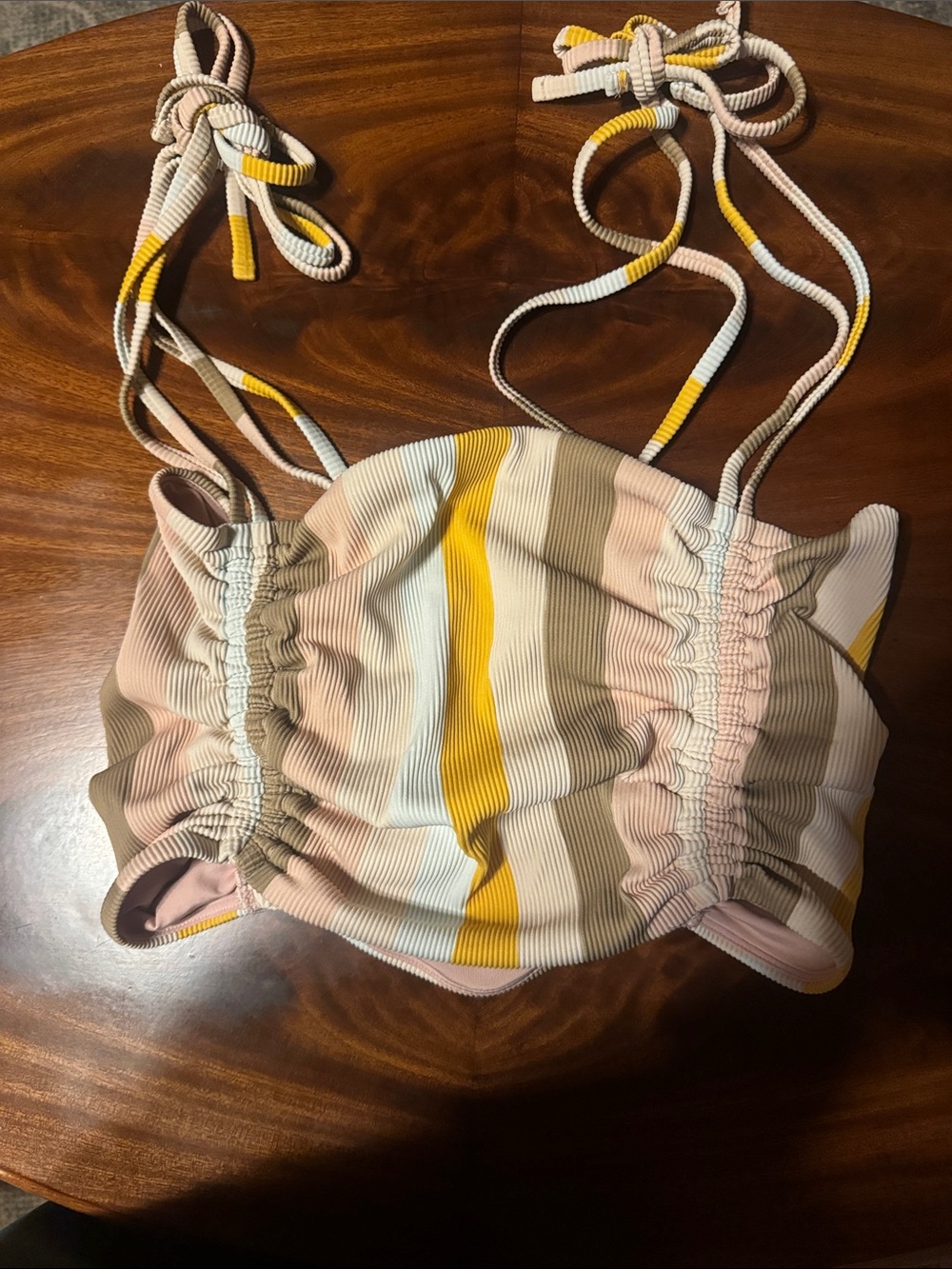 Aerie Ribbed Longline Bandeau Bikini Top, Size M